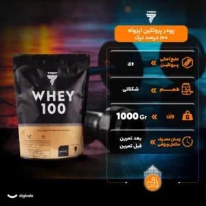 پودر پروتئین وی صد در صد با طعم شکلات ترک نوتریشن – 1000 گرم